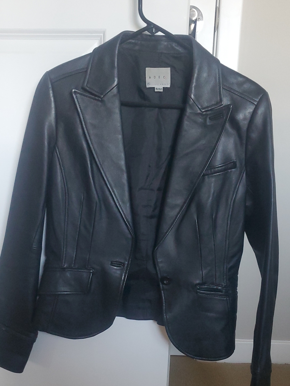 Philippe Adec Black Faux Leather Blazer
